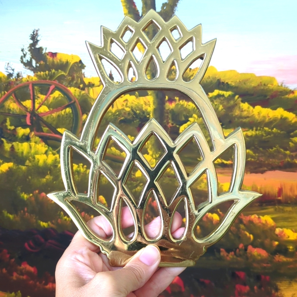 Vintage Virginia Metalcrafters Brass Pineapple Trivet No. 10-46 Circa 1976
